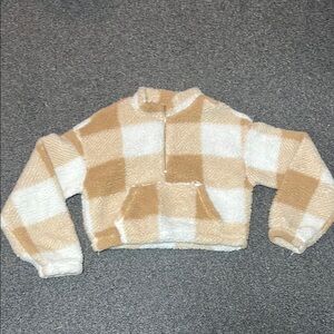 SHEIN Tan and Cream Cowl Neck Sweater